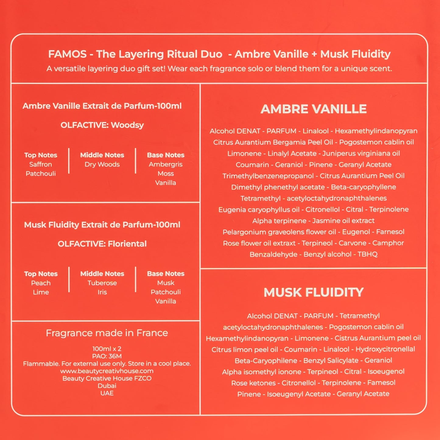 FAMOS Layering Gift Set: Ambre Vanille & Musk Fluidity – Amber Musk Perfume Set